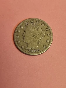 1886 Liberty Head V Nickel - Key Date - Low Mintage - Picture 1 of 2