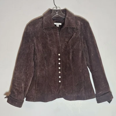 Vestido Chaqueta de Granero Mujer Mediana Marrón Gamuza Cuero Frente a Presión Boho Western Fest Foto 1 de 4