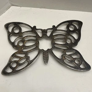 VINTAGE LARGE LEONARD SILVER PLATE BUTTERFLY TRIVET Patina Hot Pot Holder - Picture 1 of 6