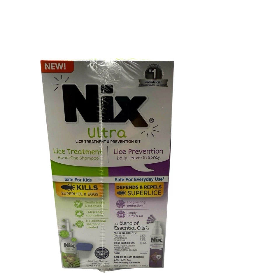 2 caixas - Xampu para tratamento de couro cabeludo Nix Lice + kit de prevenção de pente e piolhos - 26/11 - Imagem 1 de 4