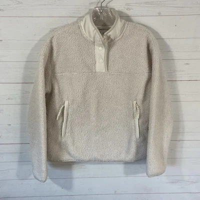 Bailey 44 Mujer Sherpa Polar 1/4 Snap Pullover Chaqueta XS Marfil Bolsillos Foto 1 de 4