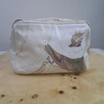 Sharif Cream and Light Gray Leather Wristlet Bag Pouch Womens Zip Closure - Image 1 of 4