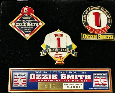 2002 - Conjunto de broches de indução ao Hall da Fama do Beisebol OZZIE SMITH - Edição limitada - Imagem 1 de 4