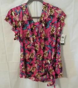 NWT Bleeker & McDougal Women Top Endless Summer Pink Color Floral print Size 1X - Picture 1 of 6