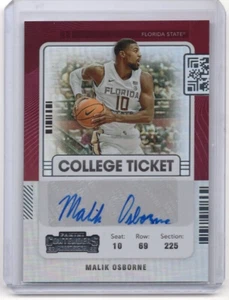 MALIK OSBORNE NCAA FSU 2022-23 Panini Contenders Draft Foil RC Auto #CT-MOS Card - Picture 1 of 2