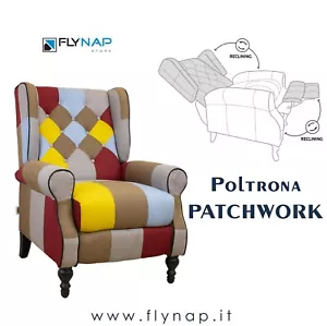 Poltrona Relax Reclinabile Tessuto Colorata PATCHWORK - Foto 1 di 11