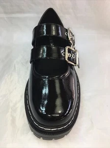 SODA-MIDI PATENT MARY JANES PLATFORM 2 BANDS Buckles 1.75" Low-Chunky Block Heel - Picture 1 of 12