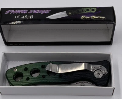 NAVAJA DE BOLSILLO CERRADA 4 1/2" Storm Surge HOJA Y MARCO INOXIDABLES USADA EN EXCELENTE ESTADO Foto 1 de 4