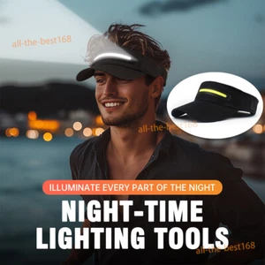 Unisex Sun Cap Outdoor Sunshade LED Light Hat Sports Camping Fishing Hiking Hat - Picture 1 of 12