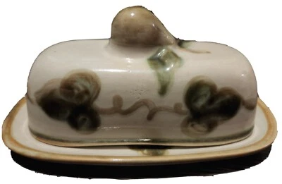 Vintage 1950s-60s John B. Taylor Ceramics Butter Dish Harvest Grape Green Pear - Image 1 of 4