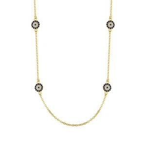 S925 Solid Sterling Silver Cubic Zirconia Evil Pendant Eyes Chain Necklaces Gift - Picture 1 of 13