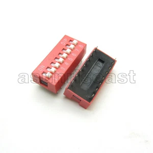 10 x Red 8 Bit 8P Position 2.54mm Pitch Toggle Switch PCB DIP Ping Dial Code - Imagen 1 de 4