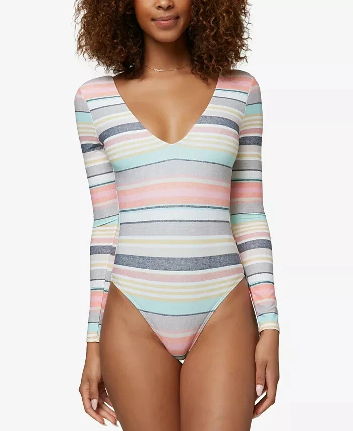 O'NEILL Womens One Pieces Surf Suit Long Sleeve Multi Cruz Stripe Size XL