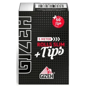 GIZEH Black Rolls Slim + Tips 5 Meter Papers Blättchen Drehpapier 20 Packungen - Bild 1 von 1