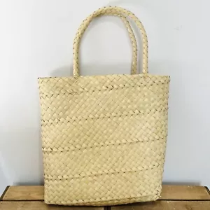 Summer Holiday Basket Bag Shopping Beach Handmade Eco Friendly Woven Palm Leaf - Picture 1 of 8