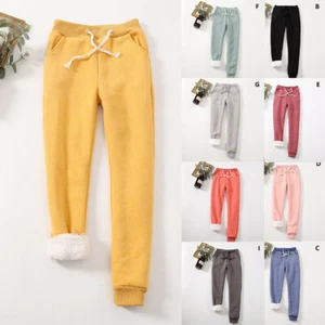 Lady Winter Sweatpants Fleece Lined Jogger Pants Casual Harem Trouser Drawstring - Picture 1 of 23