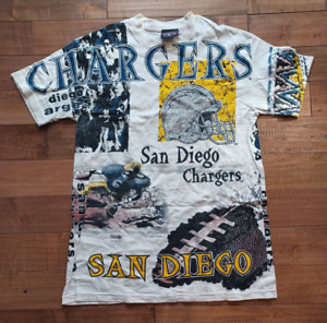 Vintage 90's San Diego Chargers Magic Johnson T's All Over Print Shirt - Men's L