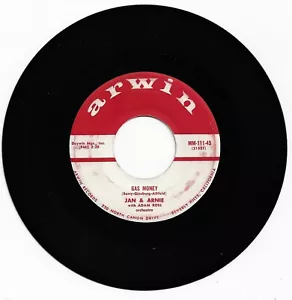 JAN & ARNIE gas money / bonnie lou U.S. ARWIN 45rpm_1958 before (JAN & DEAN) - Picture 1 of 1
