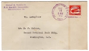 C1 Jenny Airmail 6c First Day Use Flight Dec 16, 1918 Philadelphia PA - Ward - Picture 1 of 2