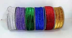 Glitter Ribbon 13mm (1/2") wide 1m 2m 5m lengths Lots of Colours - Picture 1 of 12
