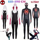 SpiderMan Gwen Stacy Miles Cosplay Costume Kids Adults Jumpsuit Mask Halloween