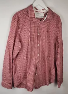 Timberland Shirt Mens XXL TTG Red Check Gingham Long Sleeve Cotton Slim Fit - Picture 1 of 10