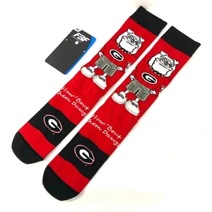 GEORGIA BULLDOGS SOCKS red black BIG LOGO premium FBF collegiate MENS CREW OSFM - Picture 1 of 2