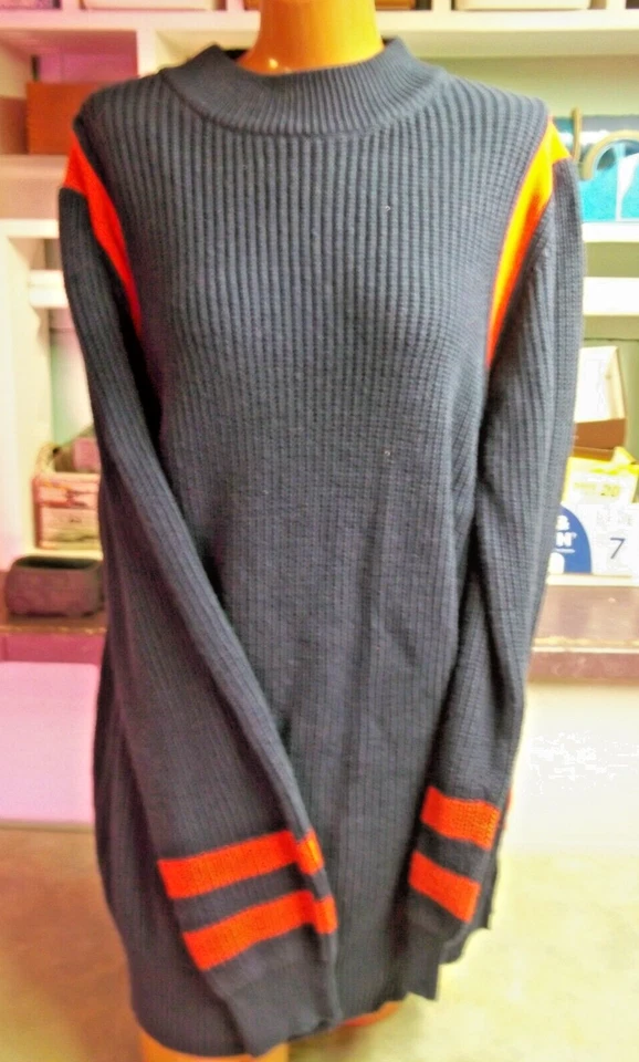 NUEVO SIN ETIQUETAS ELLOS Pullover Grueso Tejido Suéter Mujer 18 20 Rojo Azul Rayas Laterales Foto 1 de 4