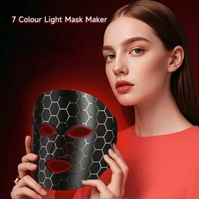 LED Face Mask Red Light Therapy 7 Color Photon Facial Skin Care Beauty Device - Image 1 of 4
