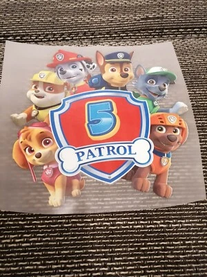 Bügelbild Paw Patrol Hunde Happy Birthday Zahl 5 Tshirt Stoff Folie Geburtstag - Bild 1 von 4