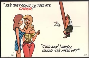 Rude Comic P/Cd: Girl to Mate "Guy Tossing His Caber- Who'll Clear Up the Mess?" - Picture 1 of 1
