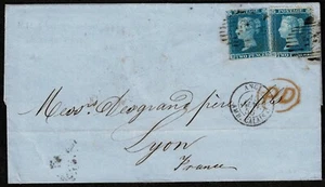 1856 2d Blue Plate 5 Perf Both 14 HD AND 16 GB on Same Cover - RARE - SG 27 & 34 - Picture 1 of 3