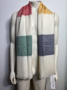 New With Tags Hudson's Bay Multistripe HBC Stripes 100% Wool Scarf 51" x 63" - Picture 1 of 3