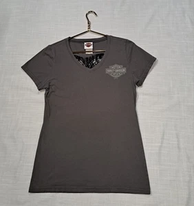 Harley Davidson tshirts Womens M Biker Babe Lady Rider Motorcycle Angel Wings  - Picture 1 of 6