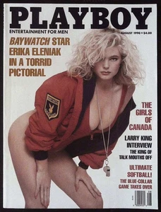 PLAYBOY US August 1990 Baywatch ERIKA ELENIAK Larry King MELISSA EVRIDGE @N/MINT - Picture 1 of 7