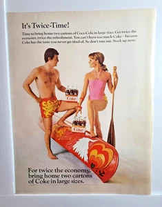 Vintage 1968 Coca Cola Cola è due volte canoa confezione da sei 11x14 pubblicità - Foto 1 di 1