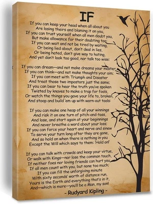 If Kipling Poem Wall Art Rudyard Kipling Inspirational Poster Canvas Wall Art...