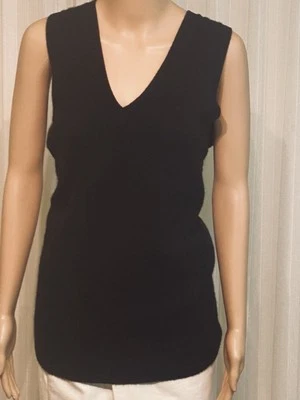 White + Warren 100% Cashmere Sleeveless Long Sweater Black Small V Neck Zipper - Image 1 of 4