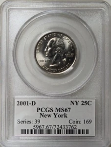 2001-D 25C PCGS MS67 - Clad New York Quarter - Picture 1 of 2