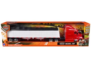 2007 Peterbilt 387 Truck Red with Grain Trailer 1/43 Diecast Model New Ray - Picture 1 of 4