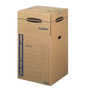 Bankers Box SmoothMove Wardrobe Moving Boxes, Tall, 21 X21 X 34 Inches, 3 Pack - Picture 1 of 6
