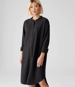 Camicia Eileen Fisher morbida manica lunga lana taglia XS grigio bottoni davanti - Foto 1 di 8