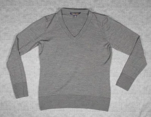 Brooks Brothers Women’s Merino Wool V-Neck Lightweight Sweater Grey Medium - Picture 1 of 5