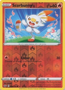 Scorbunny (030) Common Reverse Holo SWSH01: Sword & Shield Base Set 030/202 NM - Picture 1 of 2