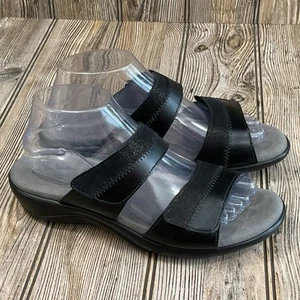SAS Nudu Womens Size 8 N Sandals Black Leather Comfort Heel Strap Made In USA - Picture 1 of 14