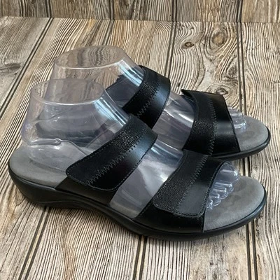 SAS Nudu Womens Size 8 N Sandals Black Leather Comfort Heel Strap Made In USA - Image 1 of 4