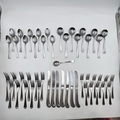 Rogers Jefferson Manor Stainless Flatware 50 Pc Set 3 Tine Forks Pistol Knives - Image 1 of 4