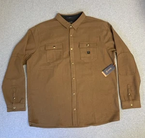 ROARK Nordsman Comfort Wool Shirt Men 2XL Elbow Patches Snap Drk Khaki NWT - Picture 1 of 14