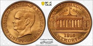 1916 McKinley Commemorative Gold Dollar $1 PCGS MS65 Gold Shield - Picture 1 of 3