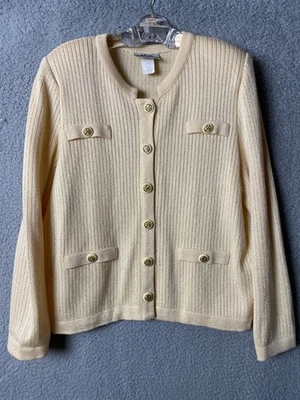 VTG Mita Cardigan Womens 12P Buttery Yellow Gold Tone Buttons Sweater Secretary - Image 1 of 4